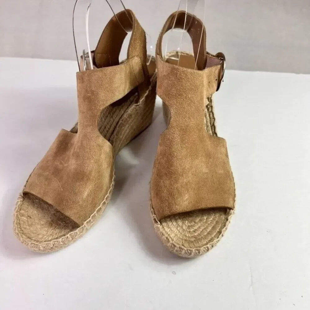 Via Spiga Sandals Sandals 9 M Nolan Espadrille Wedge Desert Suede Leather Buckle